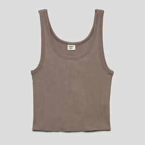 Sunday Best Cropped Taupe Ribbed Tank